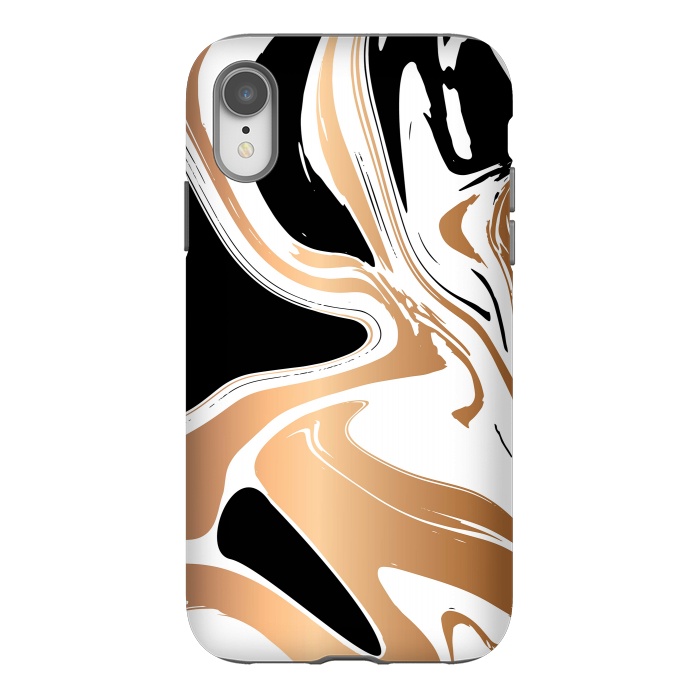 iPhone Xr StrongFit Black and Gold Marble 027 by Jelena Obradovic