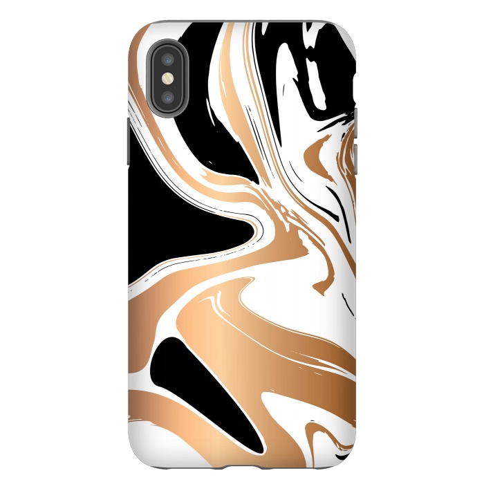 iPhone Xs Max StrongFit Black and Gold Marble 027 by Jelena Obradovic