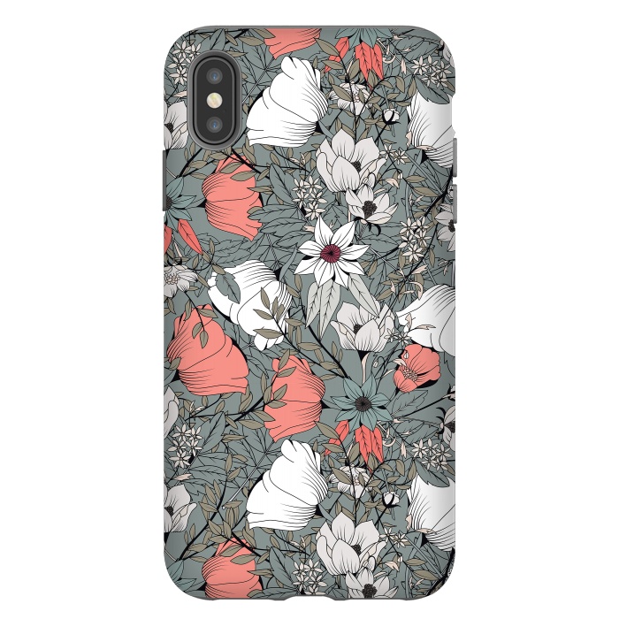 iPhone Xs Max StrongFit Botanical Pattern Gray by Jelena Obradovic