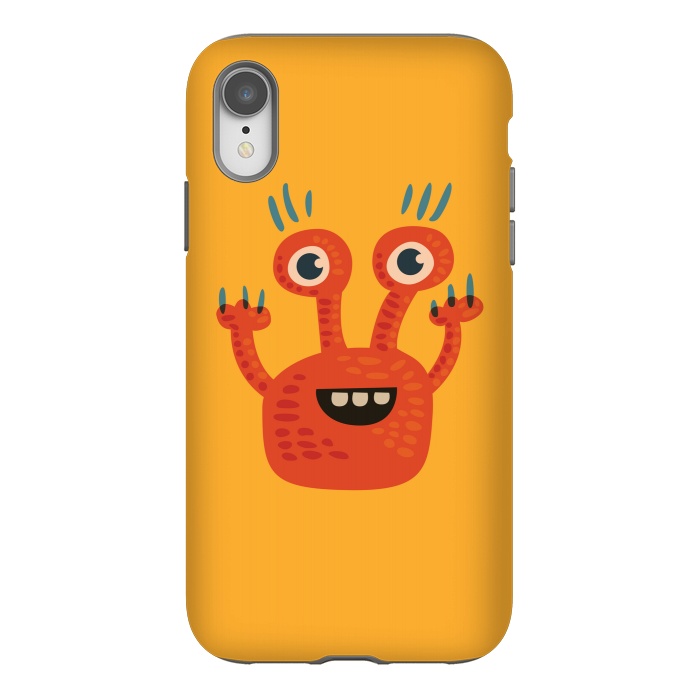 iPhone Xr StrongFit Funny Big Eyed Smiling Cute Monster by Boriana Giormova
