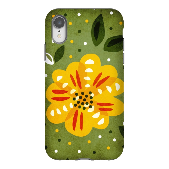iPhone Xr StrongFit Abstract Yellow Spring Flower by Boriana Giormova