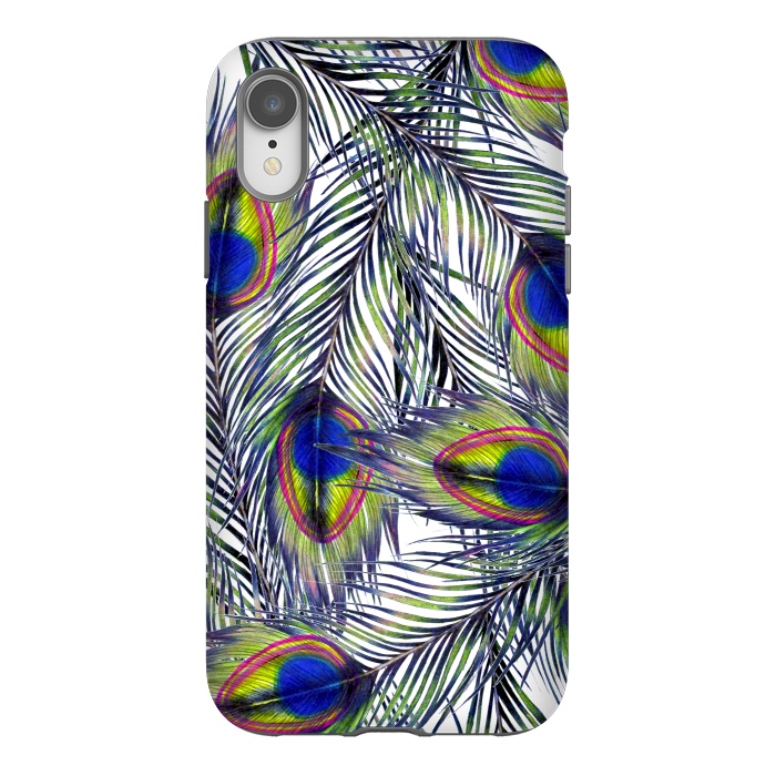 iPhone Xr StrongFit Peacock Feathers Pattern by ECMazur 