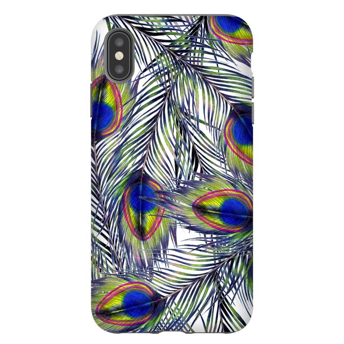 iPhone Xs Max StrongFit Peacock Feathers Pattern by ECMazur 