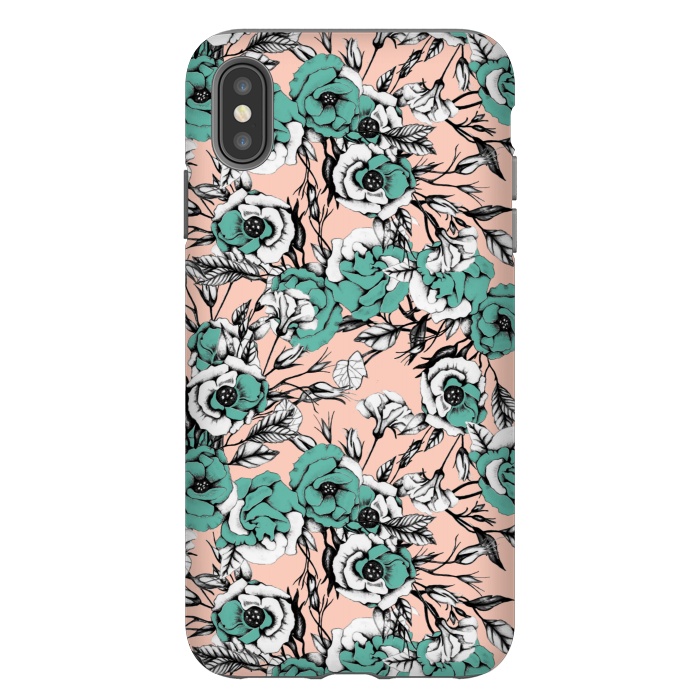 iPhone Xs Max StrongFit Blue and pink floral by Mmartabc