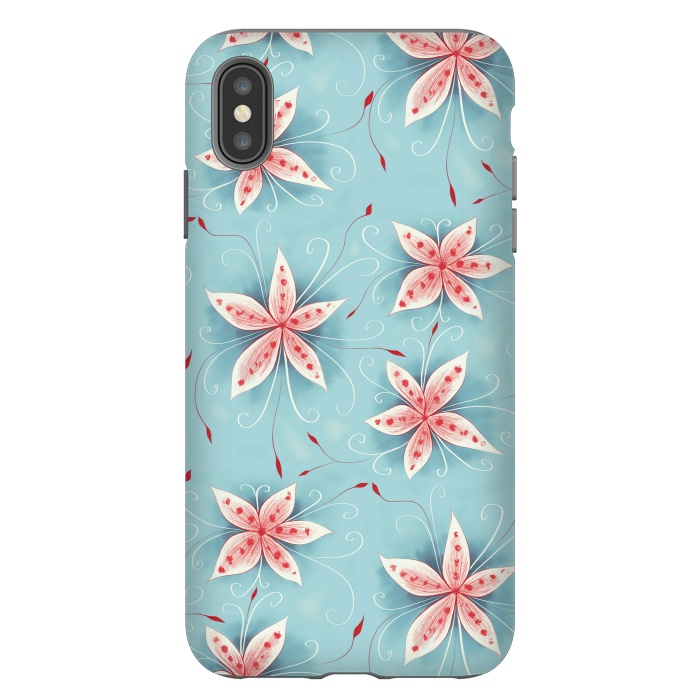 iPhone Xs Max StrongFit Beautiful Abstract Flowers In Red And White by Boriana Giormova