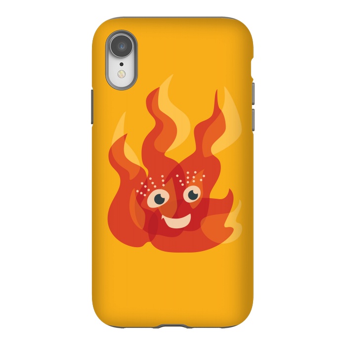 iPhone Xr StrongFit Happy Burning Fire Flame Character by Boriana Giormova