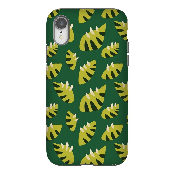 iPhone Xr StrongFit Clawed Abstract Green Leaf Pattern by Boriana Giormova