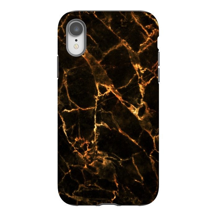 iPhone Xr StrongFit Black marble with golden cracks by Oana 