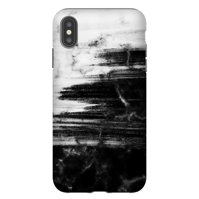iPhone Xs Max StrongFit Scratched half black half white brushed marble by Oana 
