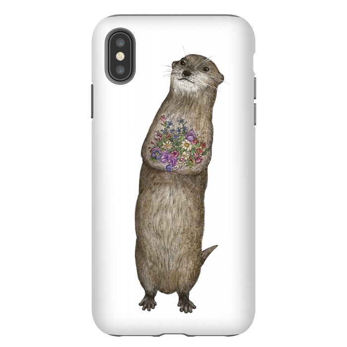 iPhone Xs Max StrongFit Otter and Flowers by ECMazur 
