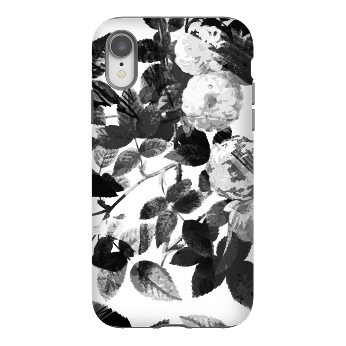 iPhone Xr StrongFit Black and white ink roses by Oana 