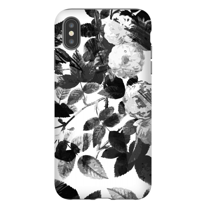 iPhone Xs Max StrongFit Black and white ink roses by Oana 