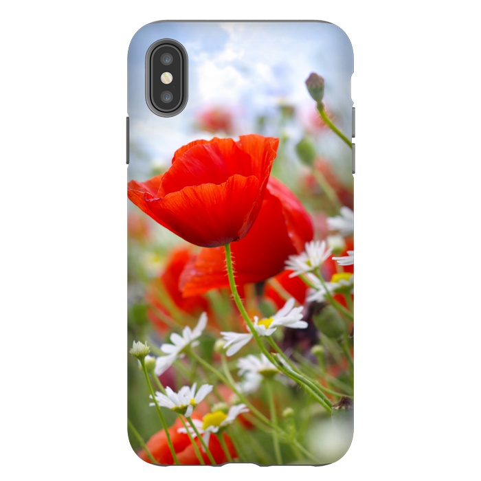 iPhone Xs Max StrongFit Red & White Flowers by Bledi