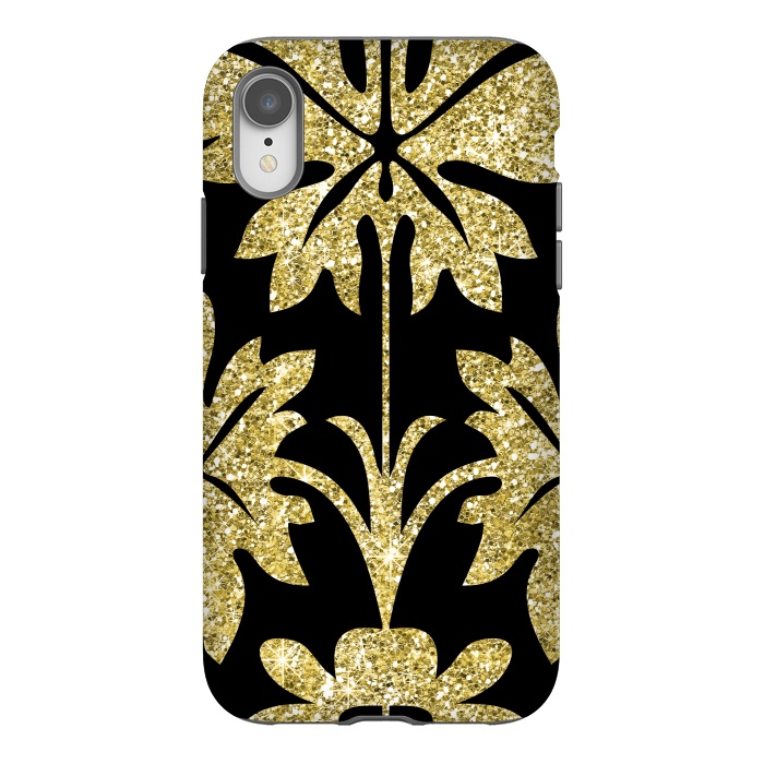 iPhone Xr StrongFit Gold Glitter Black Background by Alemi