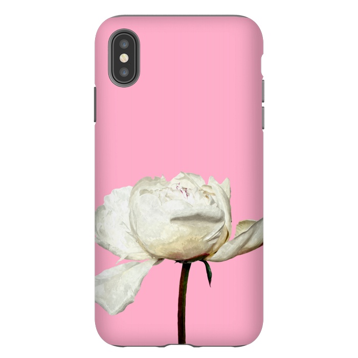 iPhone Xs Max StrongFit White Peony Pink Background by Alemi