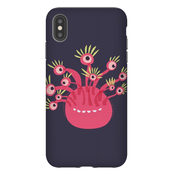 iPhone Xs Max StrongFit Funny Pink Monster With Eleven Eyes by Boriana Giormova