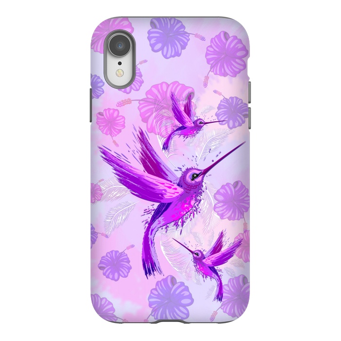 iPhone Xr StrongFit Hummingbird Spirit Purple Watercolor  by BluedarkArt