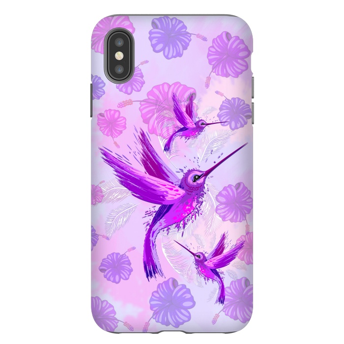 iPhone Xs Max StrongFit Hummingbird Spirit Purple Watercolor  by BluedarkArt