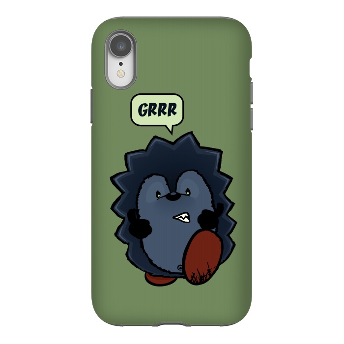 iPhone Xr StrongFit Angry Hedgehog by Mangulica