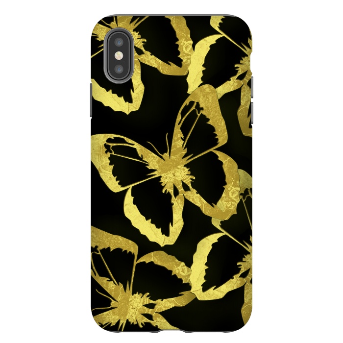 iPhone Xs Max StrongFit Black and Gold Butterflies by Alemi