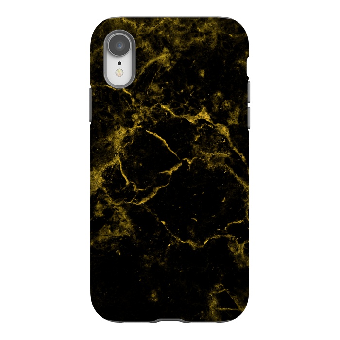iPhone Xr StrongFit Black and Gold Marble by Alemi