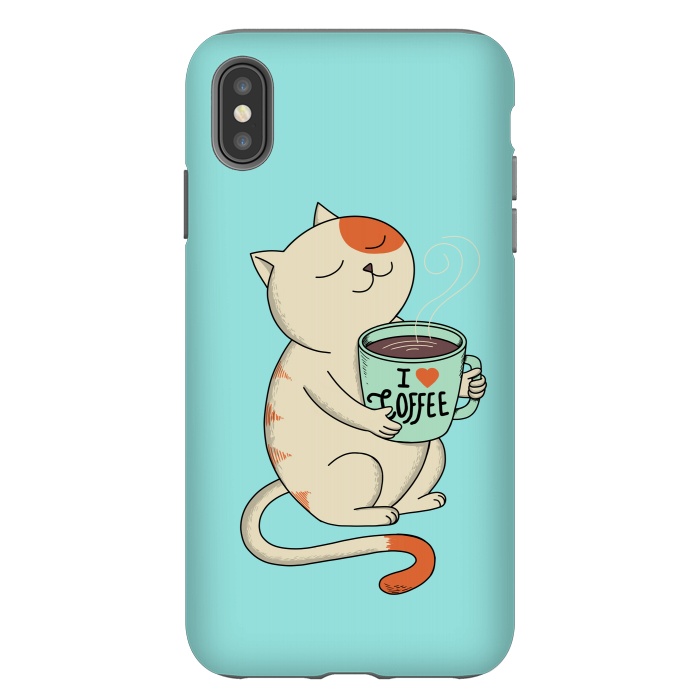 iPhone Xs Max StrongFit Cat and Coffee by Coffee Man