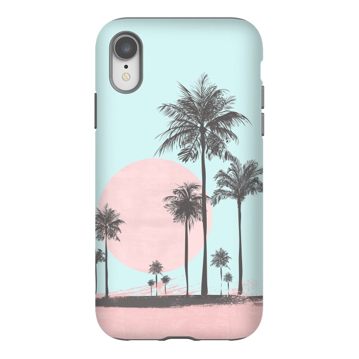 iPhone Xr StrongFit Beachfront Palm Tree Sunset by Andrea Haase