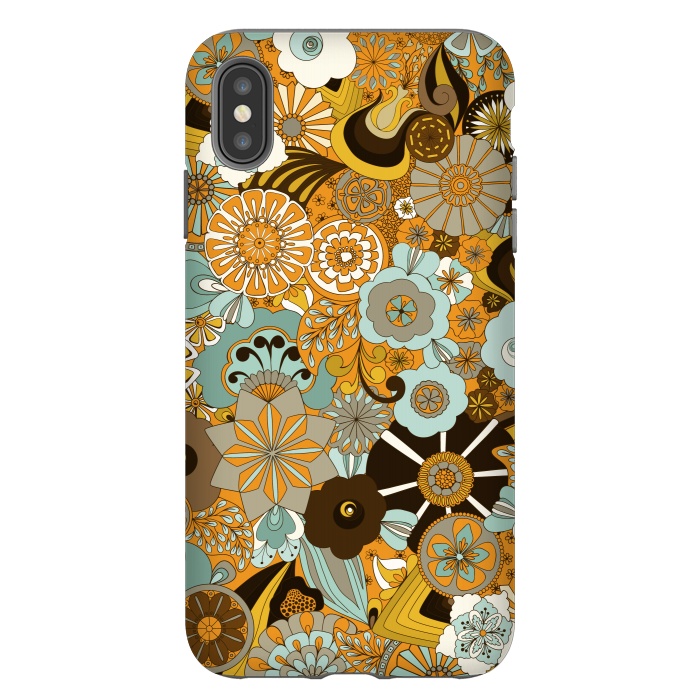 iPhone Xs Max StrongFit Flowers, Flowers Everywhere Mustard and Blue by Paula Ohreen