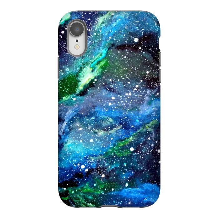 iPhone Xr StrongFit Galaxy in Blue and Green by Gringoface Designs