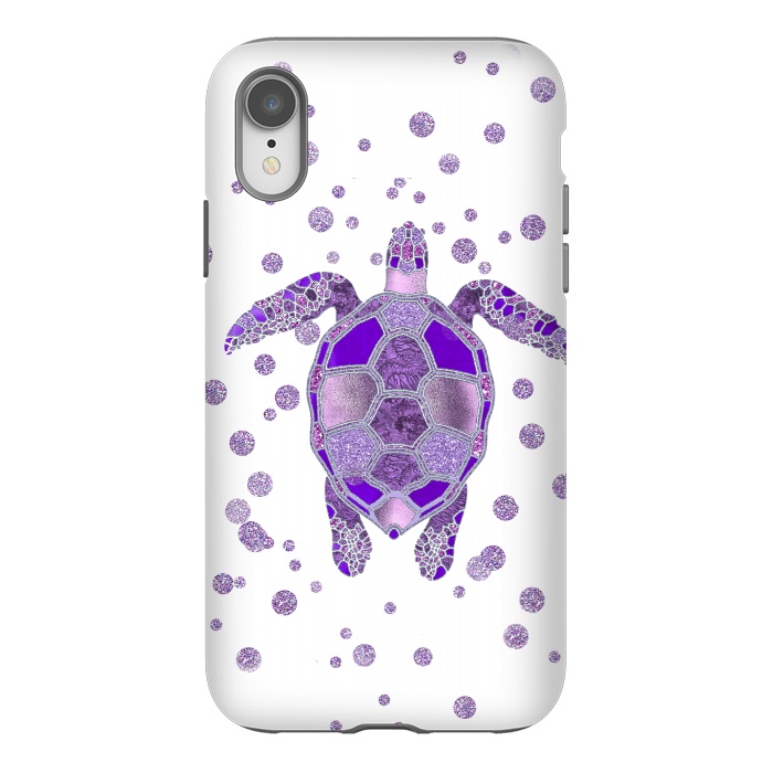 iPhone Xr StrongFit Shimmering Purple Turtle by Andrea Haase