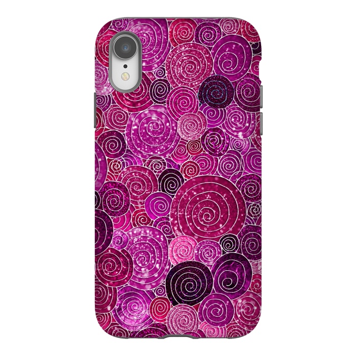 iPhone Xr StrongFit Pink and Purple Metal Foil Circles  by  Utart