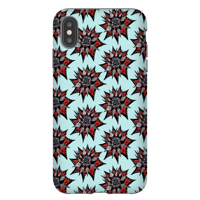 iPhone Xs Max StrongFit Spiked Abstract Ink Drawn Flower Pattern by Boriana Giormova