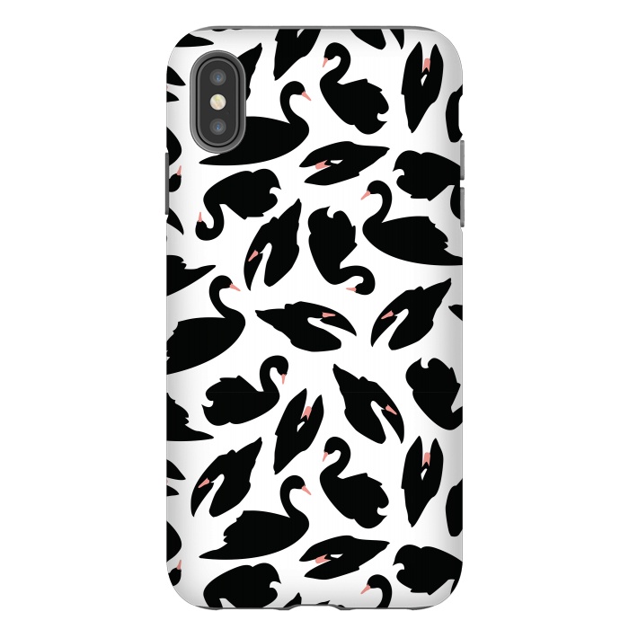 iPhone Xs Max StrongFit Black Swan Pattern on White 031 by Jelena Obradovic