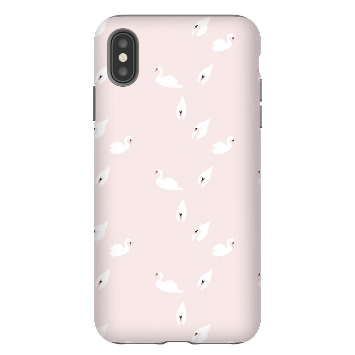 iPhone Xs Max StrongFit Swan Pattern on Pink 034 by Jelena Obradovic