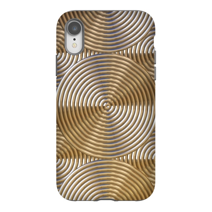 iPhone Xr StrongFit Shiny Golden Metal Embossed Circles 2 by Andrea Haase