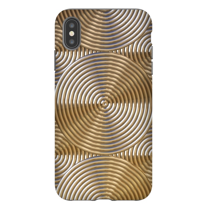 iPhone Xs Max StrongFit Shiny Golden Metal Embossed Circles 2 by Andrea Haase