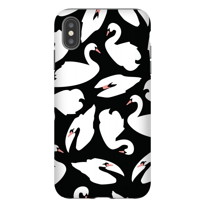 iPhone Xs Max StrongFit White Swans On Black by Jelena Obradovic