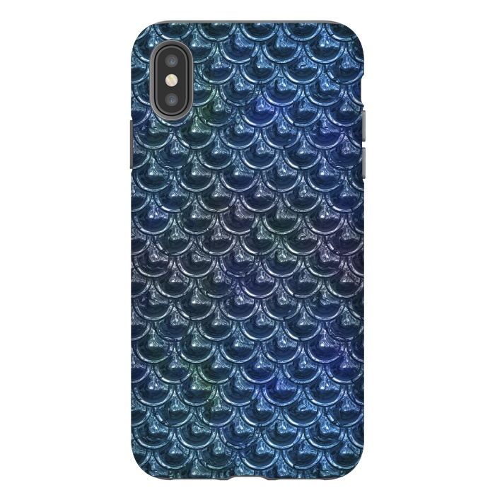 iPhone Xs Max StrongFit Shimmering Blue Metallic Scales by Andrea Haase