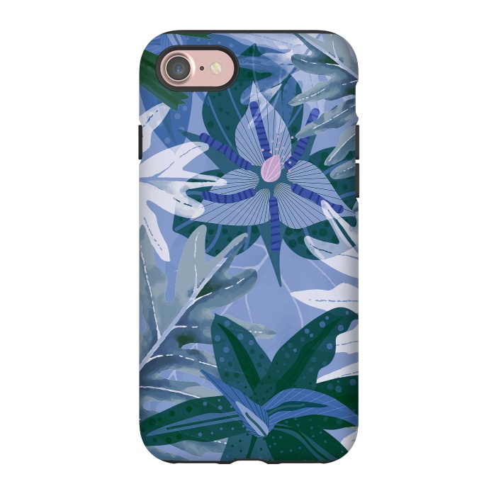 iPhone 7 StrongFit Blue Purple Aloha Tropical Jungle  by  Utart