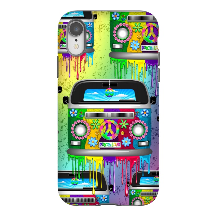 iPhone Xr StrongFit Hippie Van Dripping Rainbow Paint by BluedarkArt