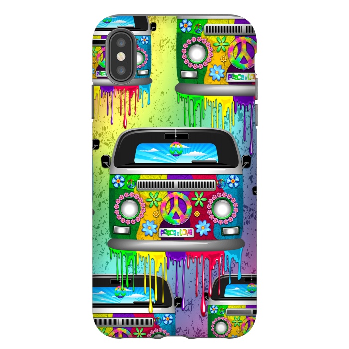 iPhone Xs Max StrongFit Hippie Van Dripping Rainbow Paint by BluedarkArt