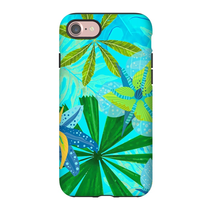 iPhone 7 StrongFit Watercolor Abstract Teal and Blue Aloha tropical Jungle by  Utart