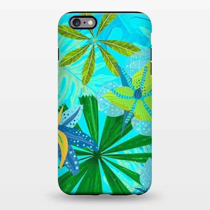iPhone 6/6s plus StrongFit Watercolor Abstract Teal and Blue Aloha tropical Jungle by  Utart