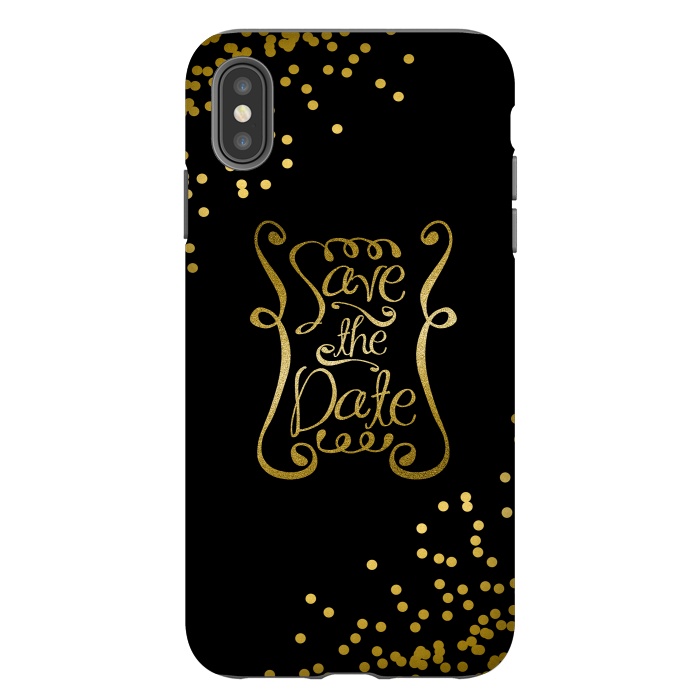 iPhone Xs Max StrongFit Save The Date Golden Calligraphy by Andrea Haase