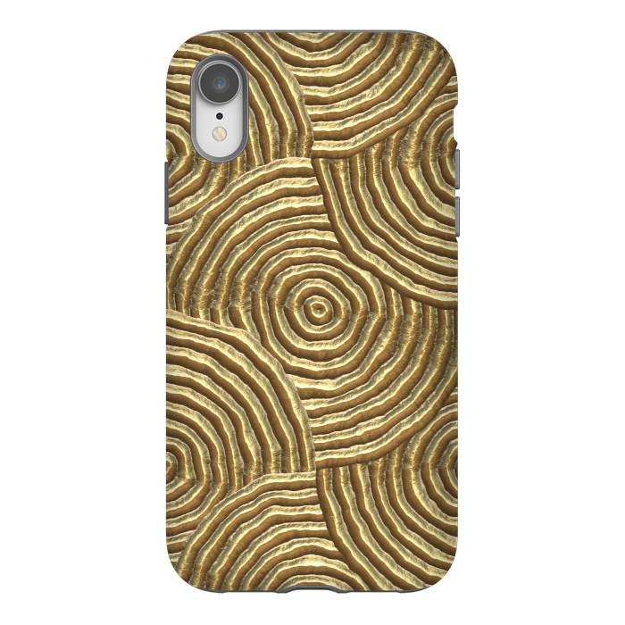 iPhone Xr StrongFit Gold Metal Embossed Circles by Andrea Haase