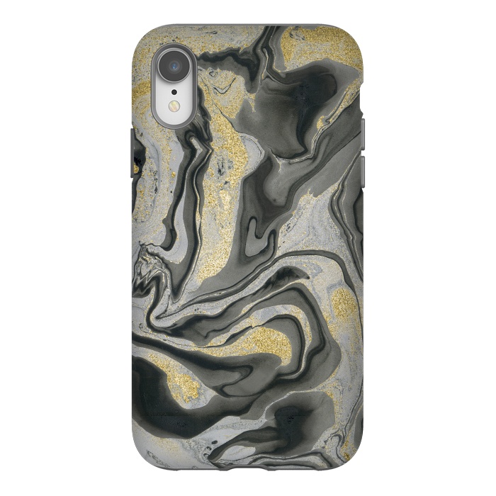 iPhone Xr StrongFit Gold Black Gray Marble by Andrea Haase