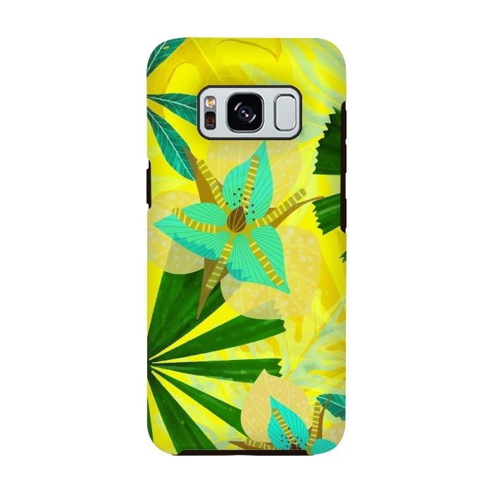 Galaxy S8 StrongFit Colorful Yellow Green and teal Abstract Aloha Tropical Jungle by  Utart