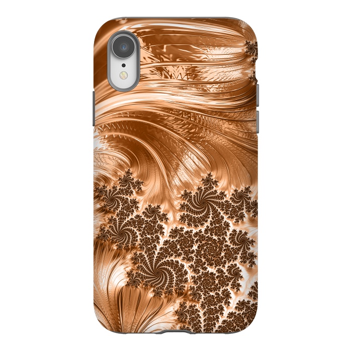iPhone Xr StrongFit Copper Floral Fractal by Andrea Haase