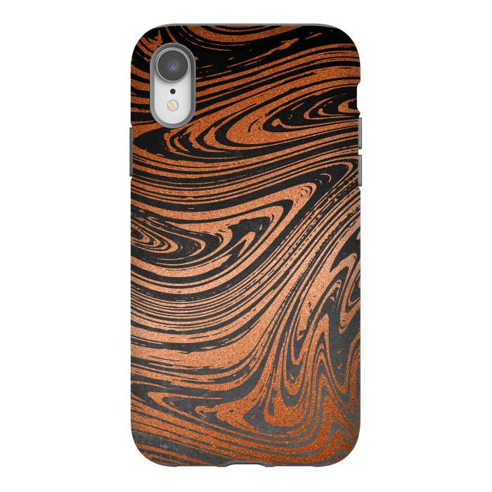 iPhone Xr StrongFit Copper Black Faux Marble 2 by Andrea Haase