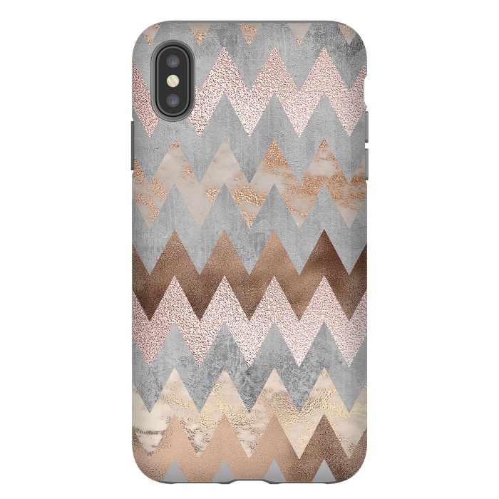 iPhone Xs Max StrongFit Rose Gold Marble Chevron by  Utart